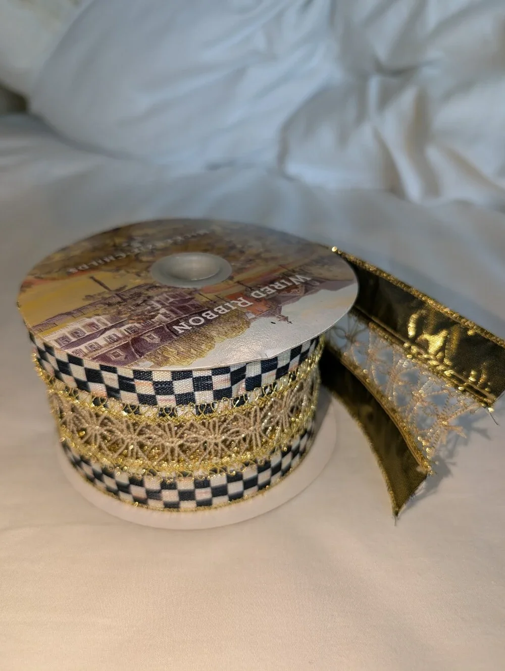 Mackenzie Childs Courtly Check Black And White Ribbon Bundle